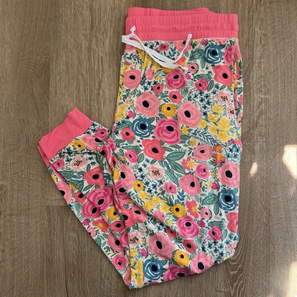 Little Sleepies Other - Little Sleepies Secret Garden Pink Floral Pajama Pants Lunaluxe Sz M Bamboo Pjs